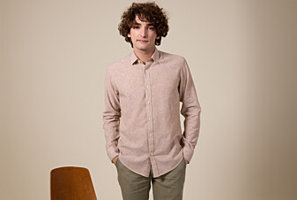 Camel Chambray with White Trim cotton linen shirt - EDIBERT