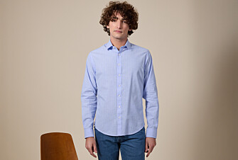Blue & White trim cotton linen shirt - EDIBERT