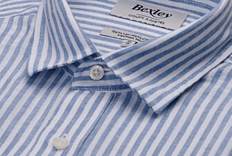 Chambray White and Greyish Blue cotton linen shirt - EDIBERT