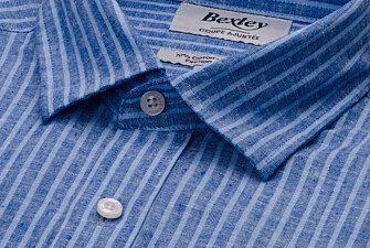 Ocean Blue & Blue Chambray cotton linen shirt - EDIBERT