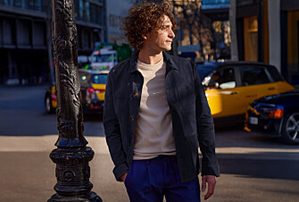 Navy Leather Jacket - FAUSTIN