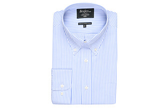 White shirt with blue stripes - Chest pocket - BRODERICK