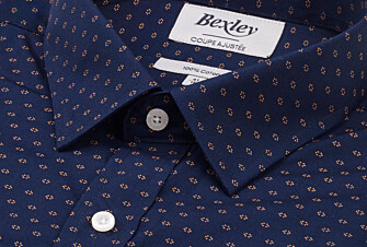 Navy printed shirt with cognac pattern - LÉONCE