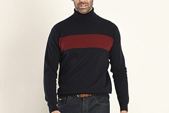 Navy and Dark Red wool roll-neck jumper - EMERY