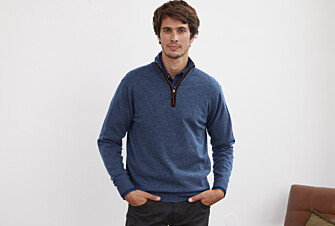 Prussian Blue half-zip wool jumper - KEITHY