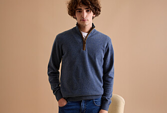 Prussian Blue half-zip wool jumper - KEITHY