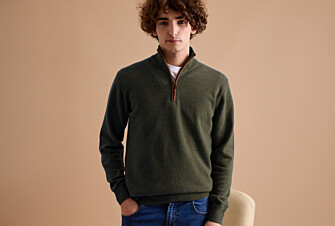 Green half-zip wool jumper - KEITHY