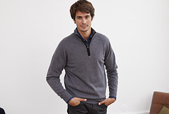 Middle Grey Melange half-zip wool jumper - KEITHY