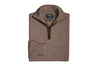 Brown Melange half-zip wool pullover - KEITHY