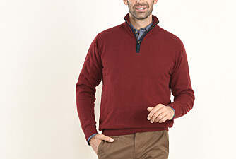 Dark Red half-zip wool pullover - KEITHY