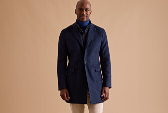 Dark Blue Herringbone Men's wool/cashmere wool coat - HONORÉ II
