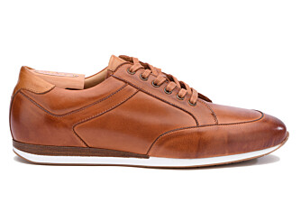Patina Chestnut Men's leather Trainers - BELBARA