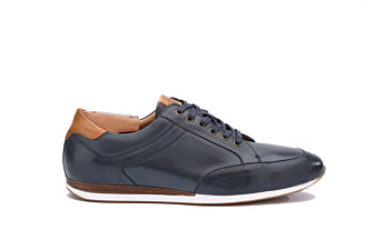 Patina Navy Men's leather Trainers - BELBARA