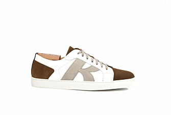 White and Cognac suede Men's Trainers - BRENTWOOD