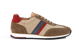 Taupe suede and Red Men's Trainers - MELINGA