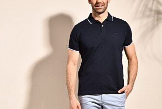 Navy and White Men's polo shirt - ALBERN