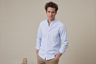 Plain Light Blue Chambray cotton linen shirt - ELIBERT