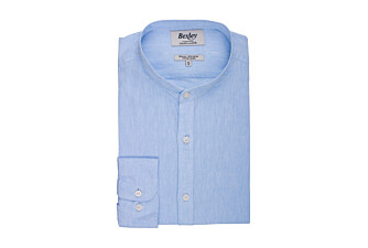 Plain Light Blue Chambray cotton linen shirt - ELIBERT