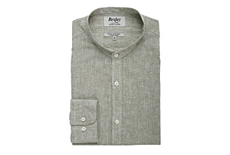 Green Khaki Chambray cotton linen shirt - ELIBERT