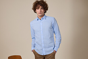 Light Blue Chambray Cotton Linen Shirt - French Collar - SILBERT