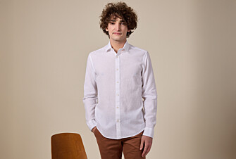 White Chambray Cotton Linen Shirt - French Collar - SILBERT