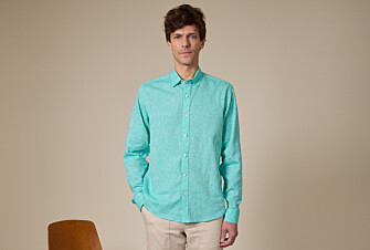 Mint Green Cotton Linen Shirt - French Collar - SILBERT