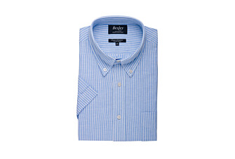 Light Blue Chambray & White cotton linen shirt - Chest pocket - COLTEN MC