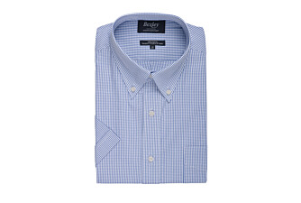 White cotton shirt with thin Blue Ocean checks - TIM MC