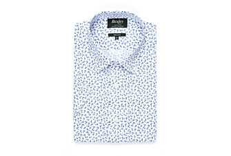 White cotton shirt with blue flower print - FLORANTIN MC