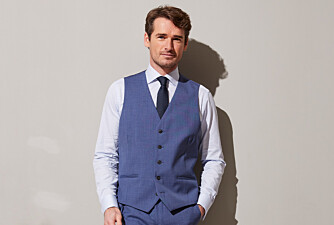 Men's Light Blue Melange Suit Waistcoat - LAZARE