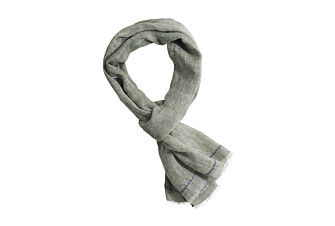 Green Chambray with Navy Border  cotton/linen Scarf