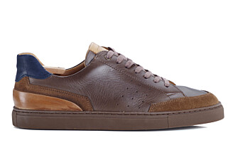 Patina Taupe Men's leather Trainers - BELOKA