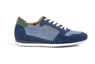 Blue suede and Green Men's leather Trainers - MOROCKA