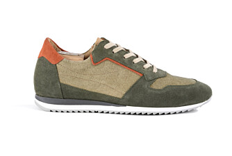 Green suede and Orange Men's leather Trainers - MOROCKA