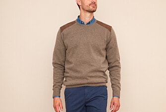 Grey Taupe Melange round-neck wool jumper - CONOW