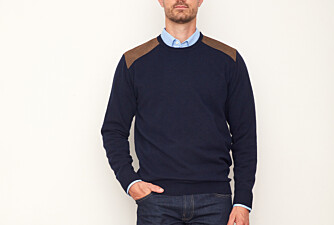 Navy Blue round-neck wool jumper - CONOW