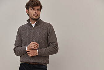 Chocolate Melange half-zip wool jumper - KENTH