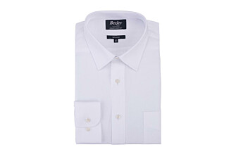 White textured shirt - Straight collar - NOLBERT
