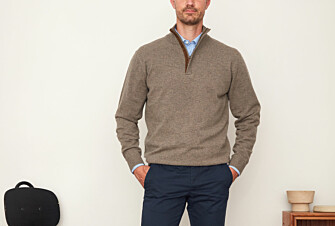 Grey Taupe melange High-collar wool jumper - KEITHAN