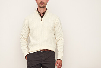 Ecru half-zip wool cable knit sweater - KEITHOR