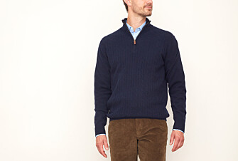 Navy half-zip wool cable knit sweater - KEITHOR