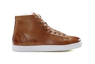 Patina Chestnut Fur lined High top Trainers - HAWTHORNE FOURRÉE