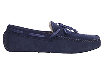 Navy Suede Wool Lining Moccasin slippers