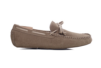 Taupe Suede Wool Lining Moccasin slippers