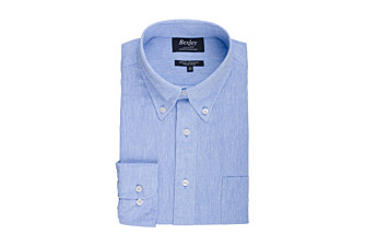 Blue Chambray long sleeve cotton linen shirt - COLTEN