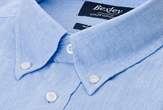 Blue Chambray long sleeve cotton linen shirt - COLTEN