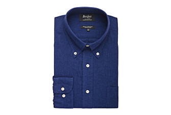 Indigo Chambray long sleeve cotton linen shirt - COLTEN