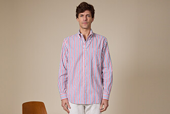 Vintage Red and Blue Chambray  cotton/linen  - COLTEN