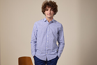 Dark Blue and White striped cotton linen shirt - SIMONIN