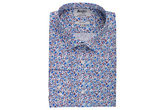White cotton shirt with blue and red flowers - NOÉBERT